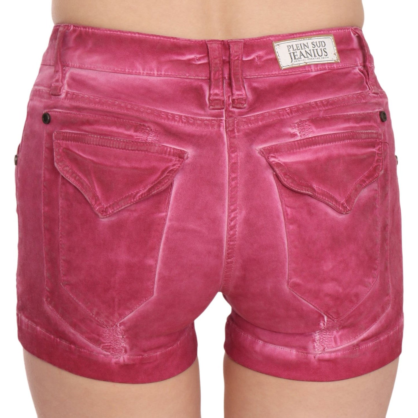 PLEIN SUD Pink Mid Waist Cotton Mini Denim Shorts PLEIN SUD