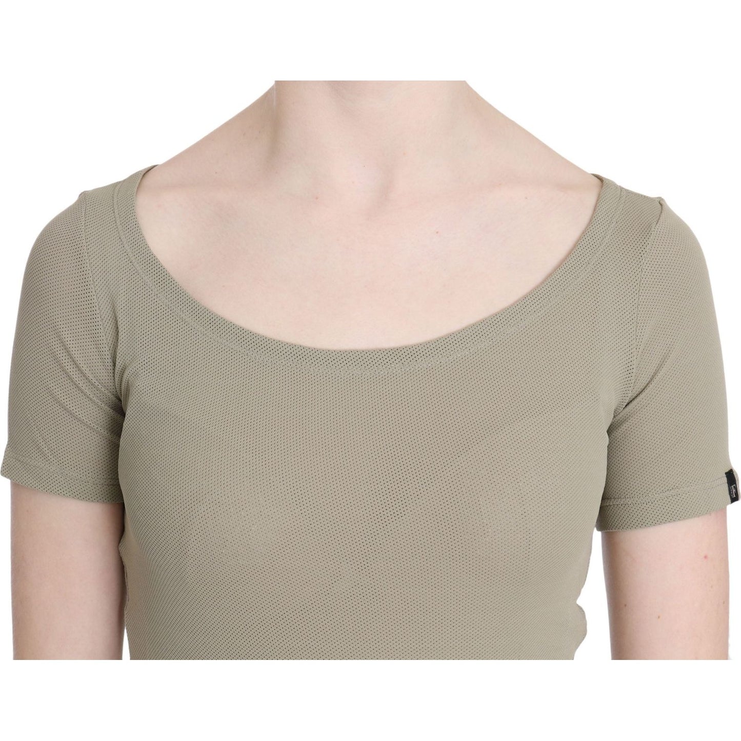 GF Ferre Gray 100% Nylon Short Sleeve Casual Tank Top Blouse GF Ferre