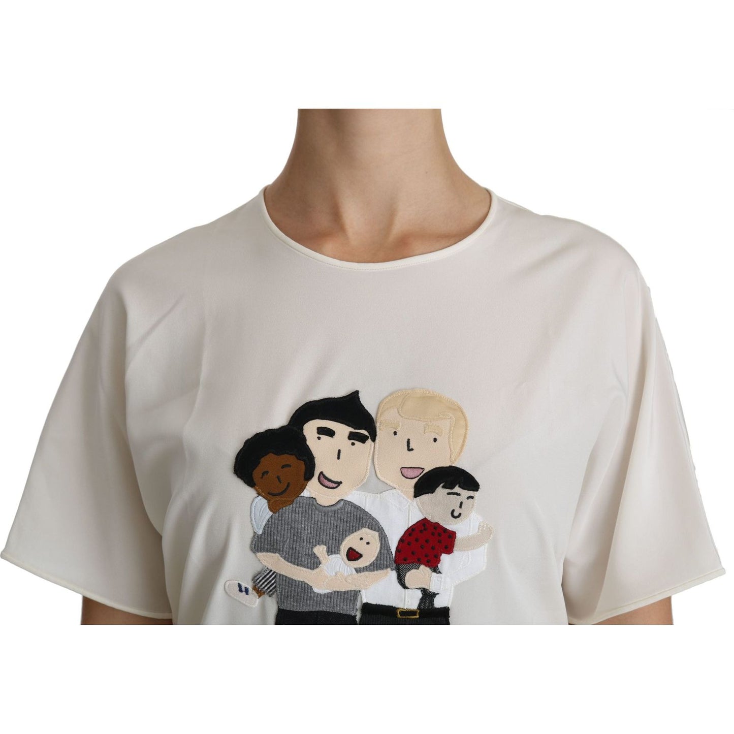 Dolce & Gabbana White #dgfamily Patch Short Sleeve Blouse Top Dolce & Gabbana