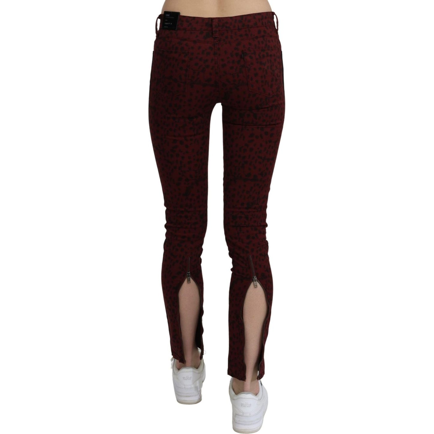 Costume National Dark Red Mid Waist Slim Fit Cotton Jeans Costume National