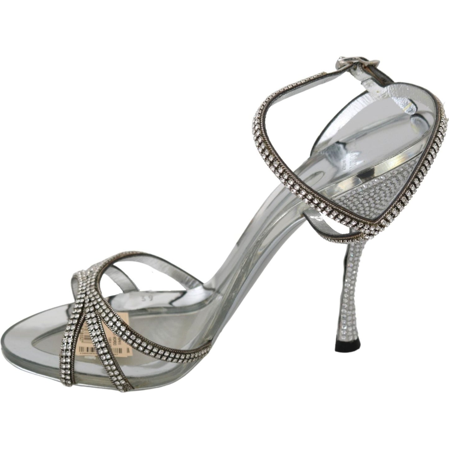 Dolce & Gabbana Silver Crystal Ankle Strap Sandals Shoes Dolce & Gabbana