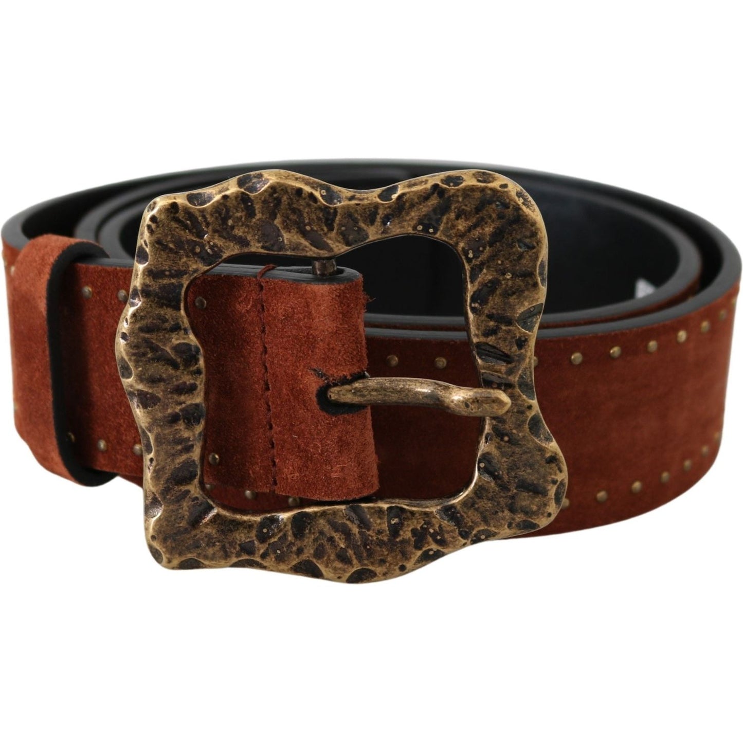 Dolce & Gabbana Brown Suede Leather Studded Baroque Belt Dolce & Gabbana