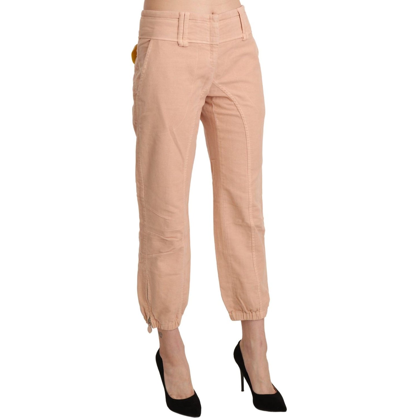 Ermanno Scervino Beige Mid Waist Cropped Cotton Trouser Pants Ermanno Scervino