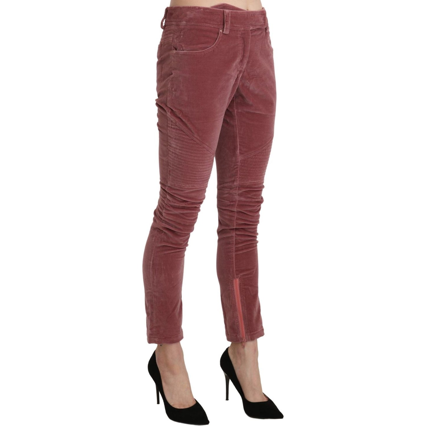 Ermanno Scervino Red Mid Waist Skinny Cotton Pants Ermanno Scervino