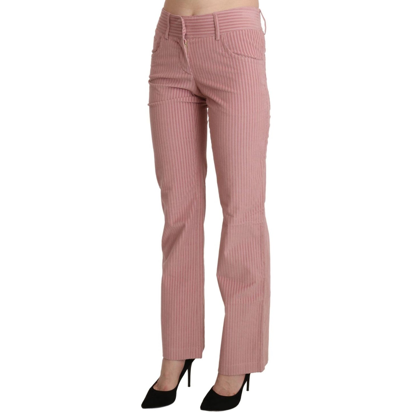 Ermanno Scervino Pink Mid Waist Straight Trouser Cotton Pants Ermanno Scervino