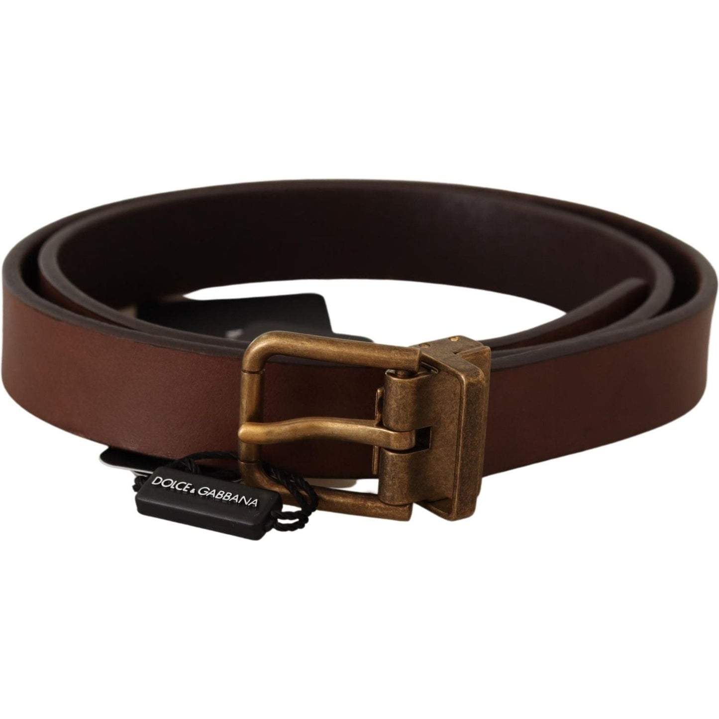 Dolce & Gabbana Brown Leather Rustic Buckle Cintura Belt Dolce & Gabbana
