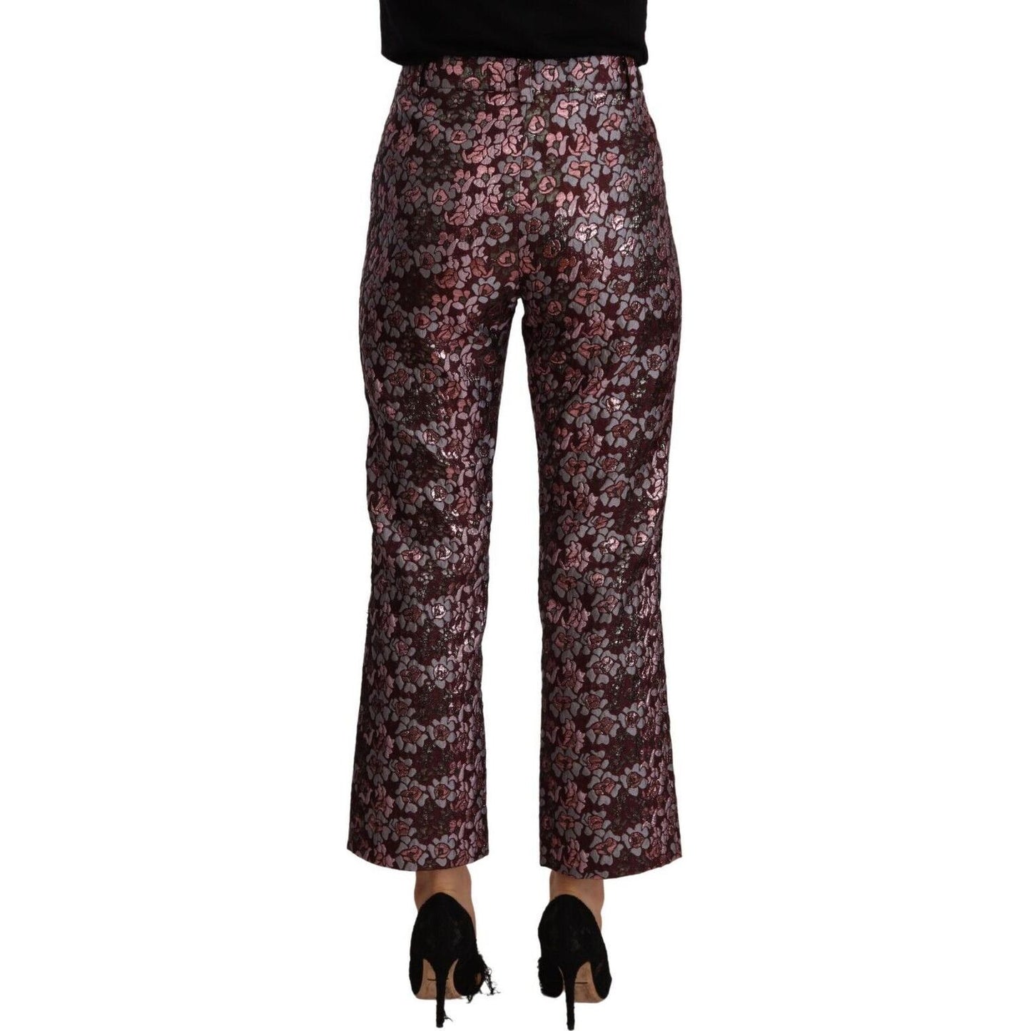 House of Holland Multicolor Floral Jacquard Flared Cropped Pants House of Holland