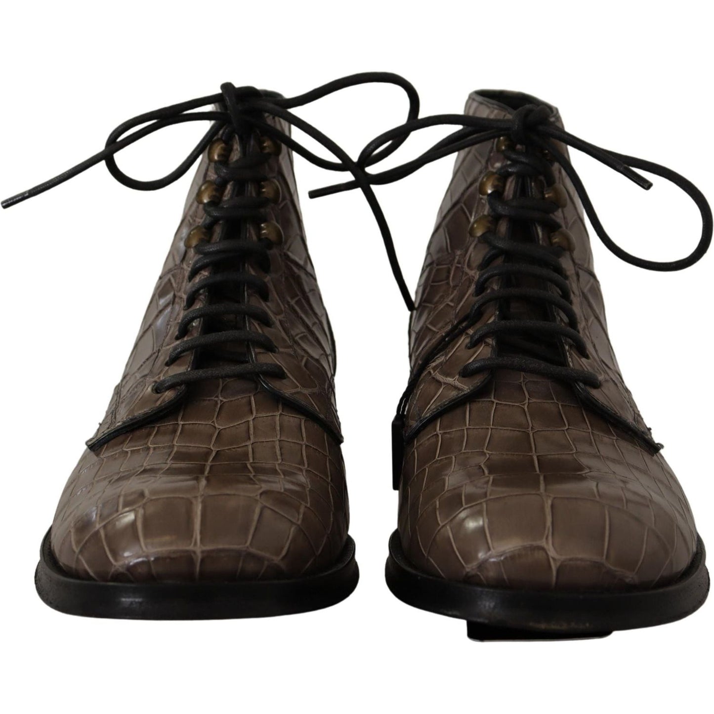 Dolce & Gabbana Gray Crocodile Leather Derby Boots Dolce & Gabbana