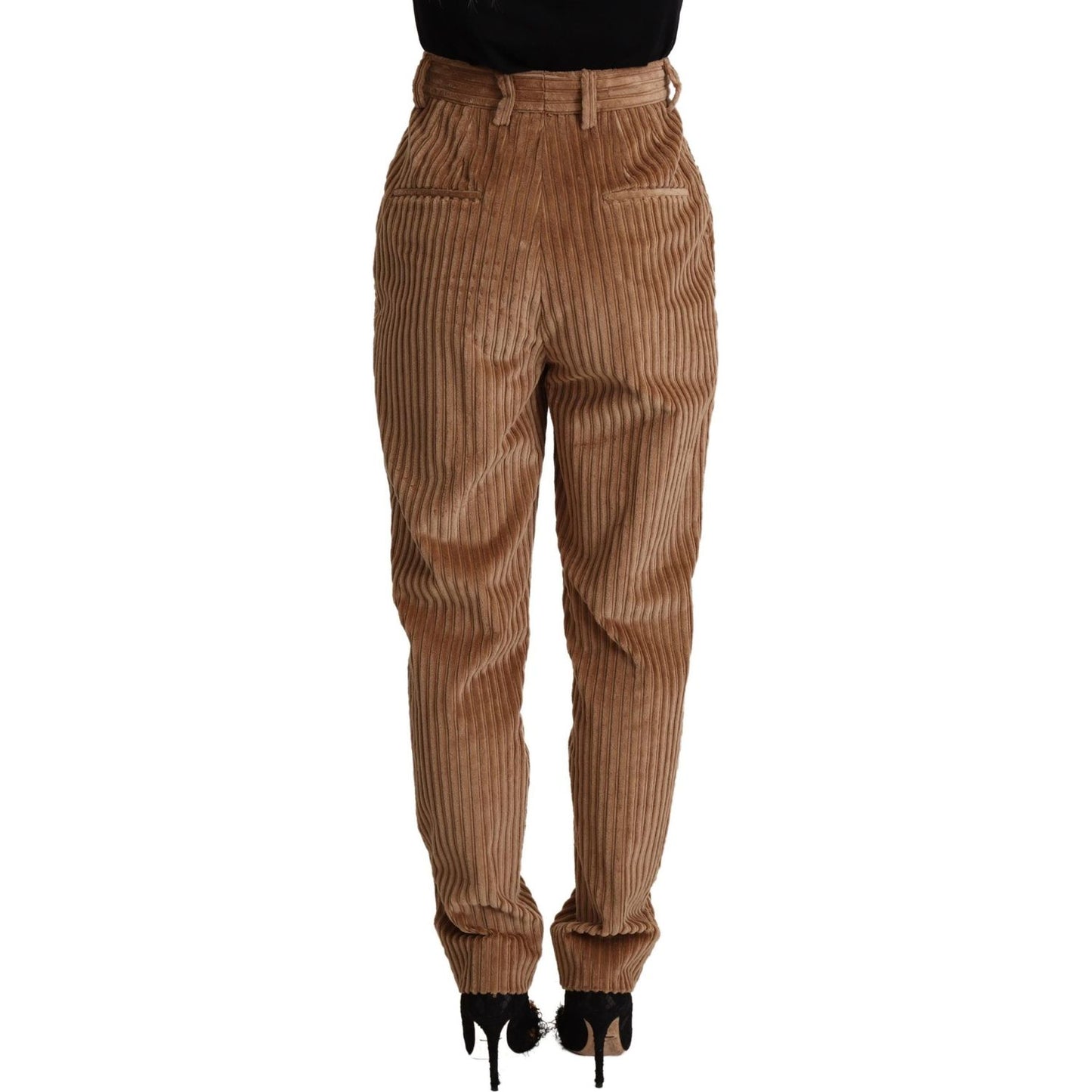 Dolce & Gabbana Brown Corduroy Cotton Trouser Tapered Pants Dolce & Gabbana