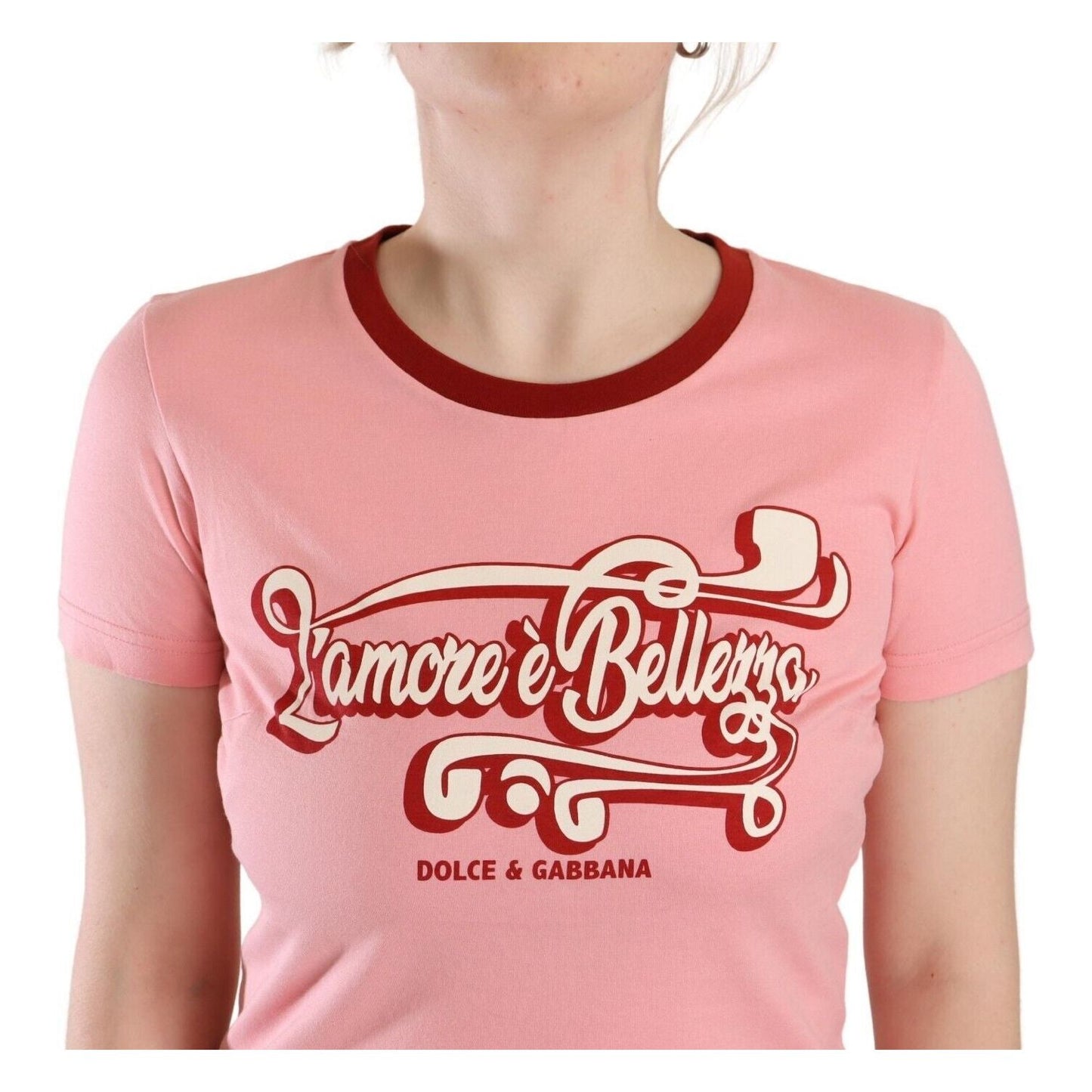 Dolce & Gabbana Pink Cotton Short Sleeves Crewneck T-shirt Top Dolce & Gabbana
