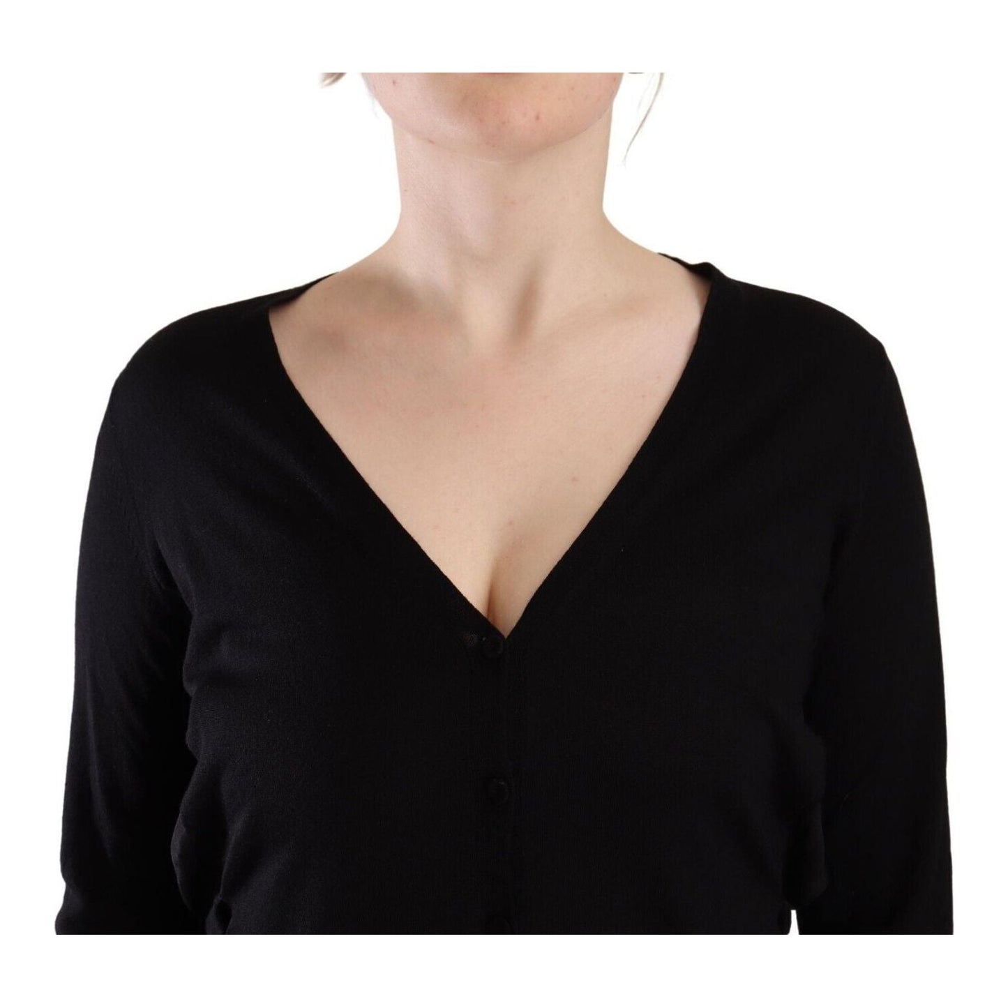 Dolce & Gabbana Black Wool V-neck Long Sleeves Pullover Top Dolce & Gabbana