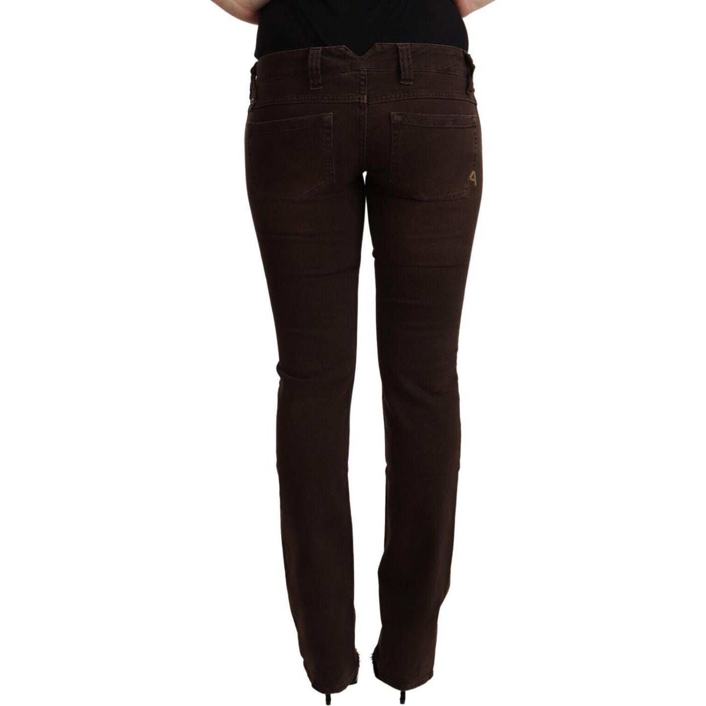 CYCLE Brown Cotton Stretch Low Waist Slim Fit Denim Jeans CYCLE