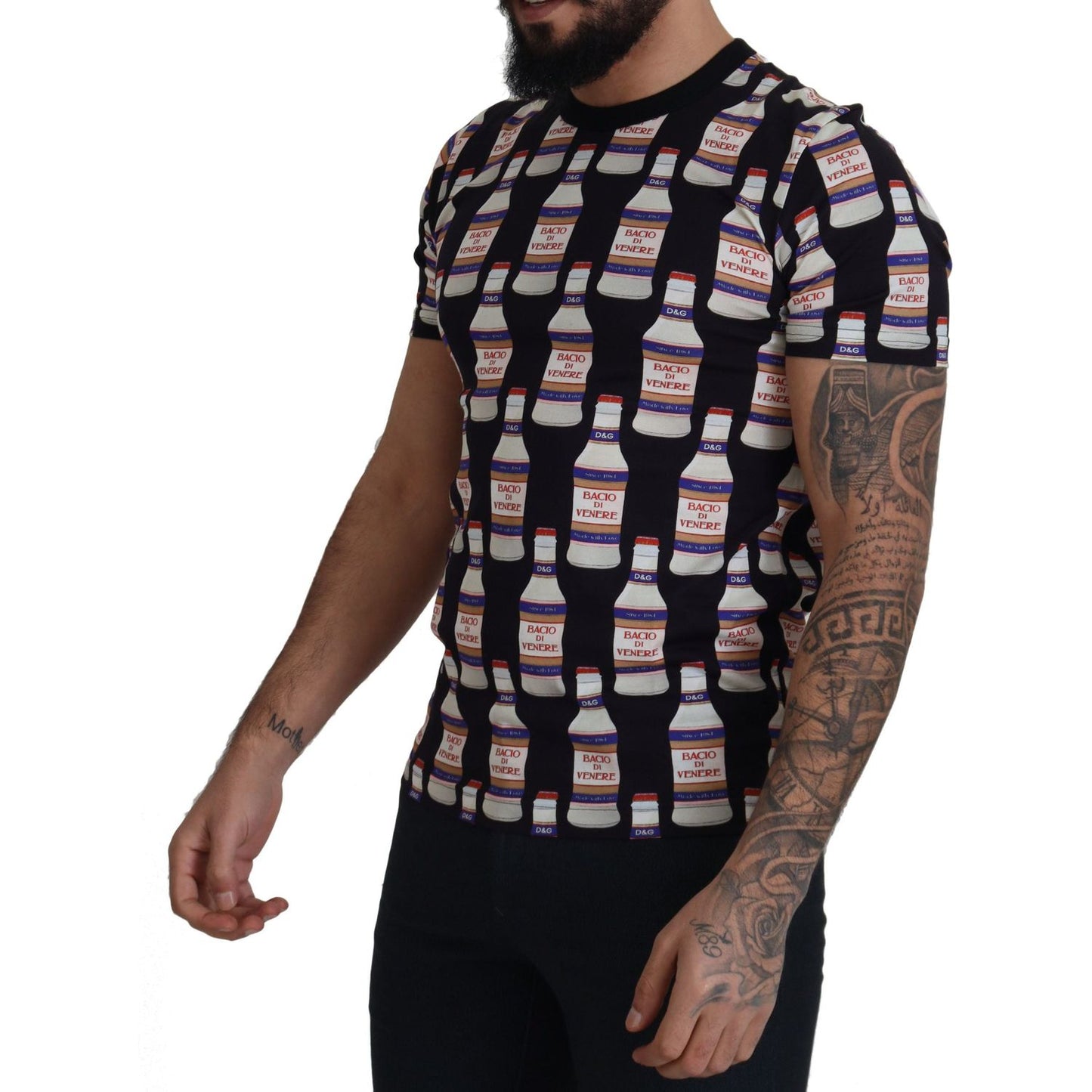 Dolce & Gabbana Black Bacio Di Venere Cotton Crew T-shirt Dolce & Gabbana