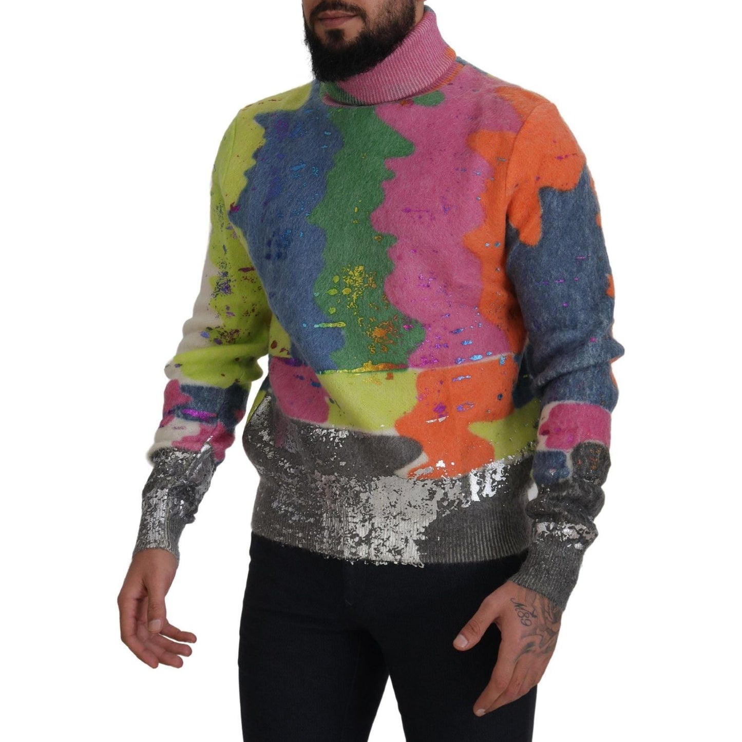 Dolce & Gabbana Multicolor Turtleneck Pullover Mohair Sweater Dolce & Gabbana
