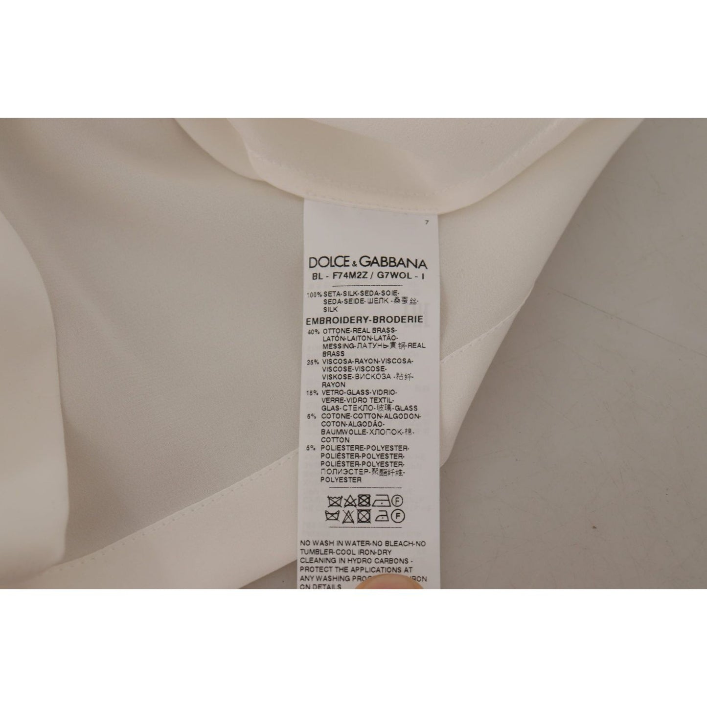 Dolce & Gabbana White Silk Gold DG Crown Crystal Blouse Top Dolce & Gabbana