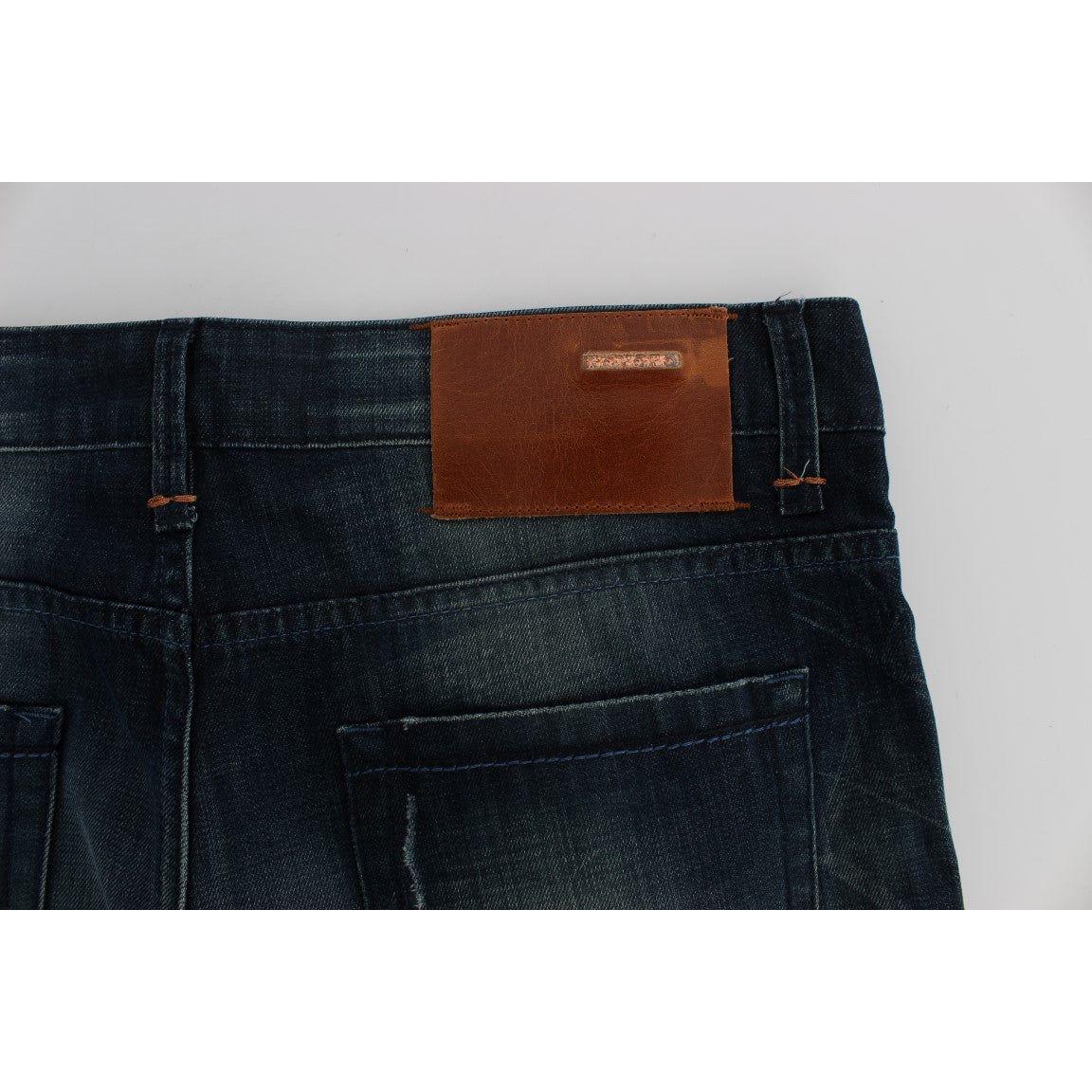 Acht Blue Wash Cotton Denim Slim Fit Jeans