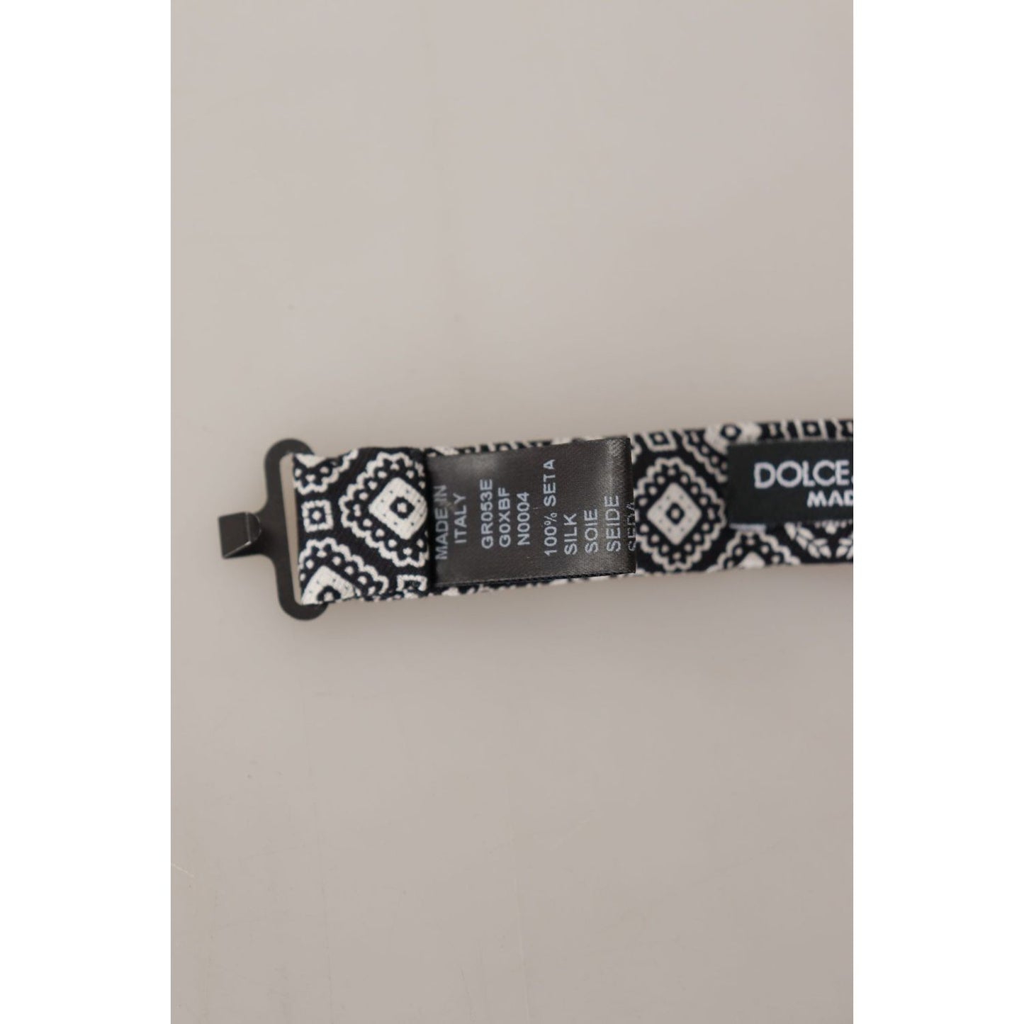 Dolce & Gabbana Black white 100% Silk Adjustable Neck Papillon Tie Dolce & Gabbana