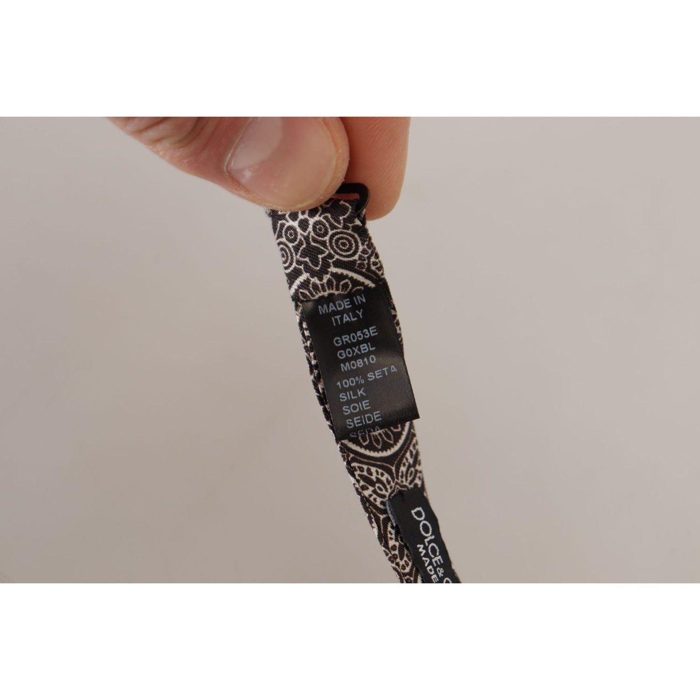 Dolce & Gabbana Black white 100% Silk Adjustable Neck Papillon Tie Dolce & Gabbana