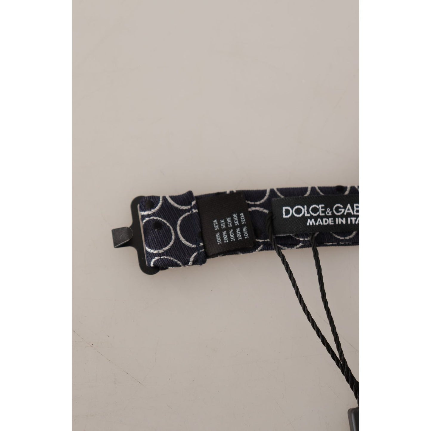 Dolce & Gabbana Black White Round 100% Silk Neck Papillon Tie Dolce & Gabbana