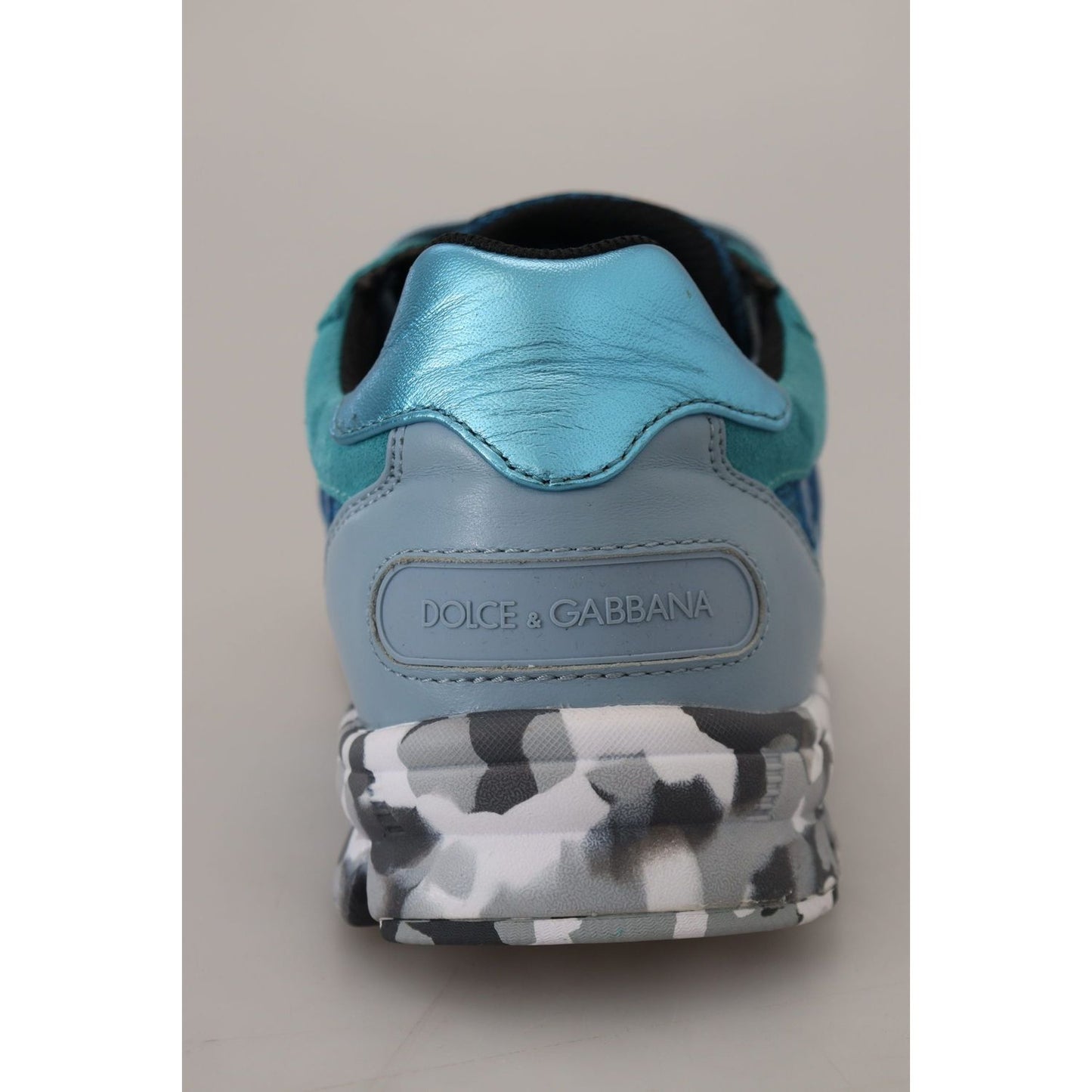 Dolce & Gabbana Blue Gray Leather Sport Low Top Sneakers Dolce & Gabbana
