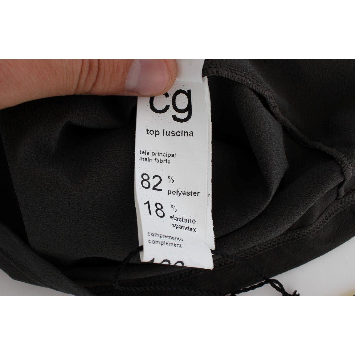 CORA GROPPO Gray Blue Stretch Blouse Top CORA GROPPO