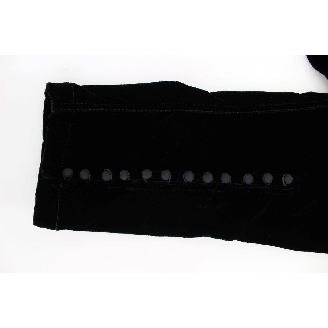 Ermanno Scervino Black Viscose Blend Velvet Slim Fit Pants Ermanno Scervino