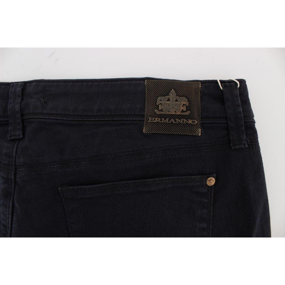 Ermanno Scervino Blue Cotton Blend Casual Fit Pants Ermanno Scervino