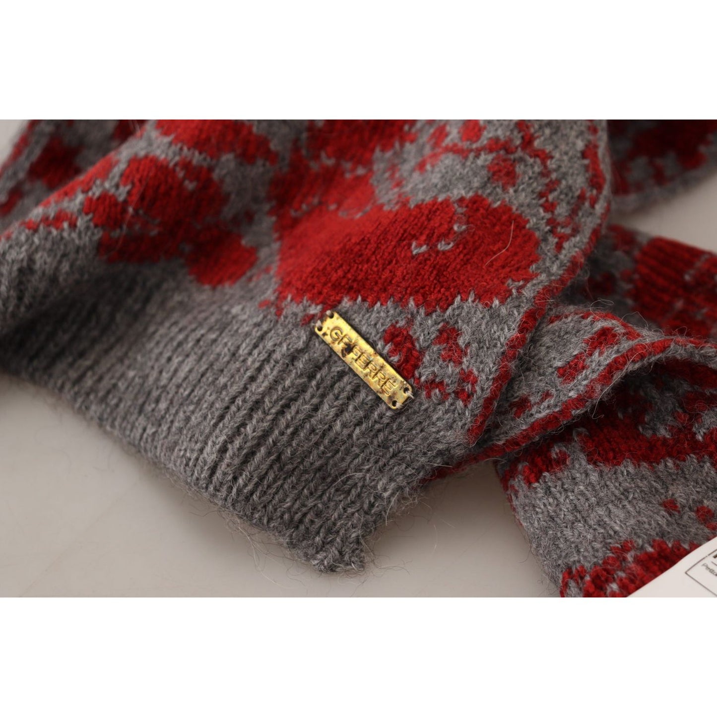 GF Ferre Red Grey Knitted Wrap Warmer Womens Shawl Scarf GF Ferre