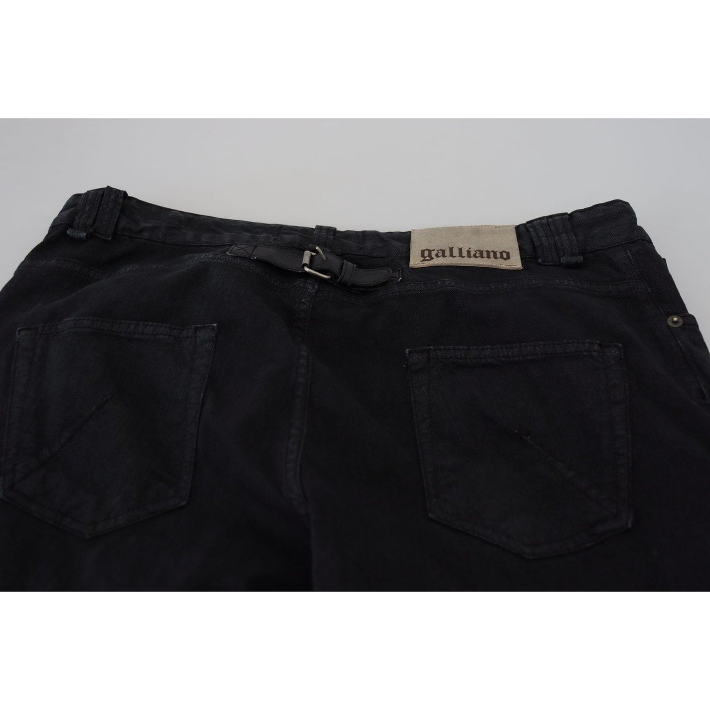 John Galliano Black Cotton Back Buckle Casual Denim Jeans John Galliano