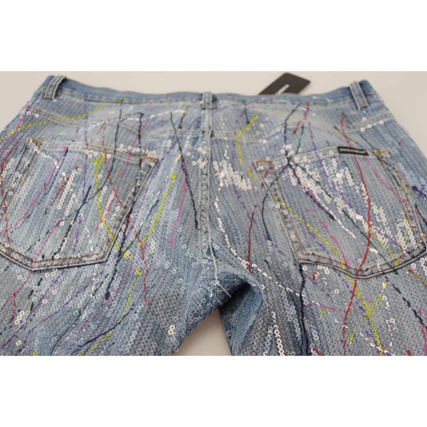 Dolce & Gabbana Blue Cotton Color Splash Print Denim Jeans Dolce & Gabbana
