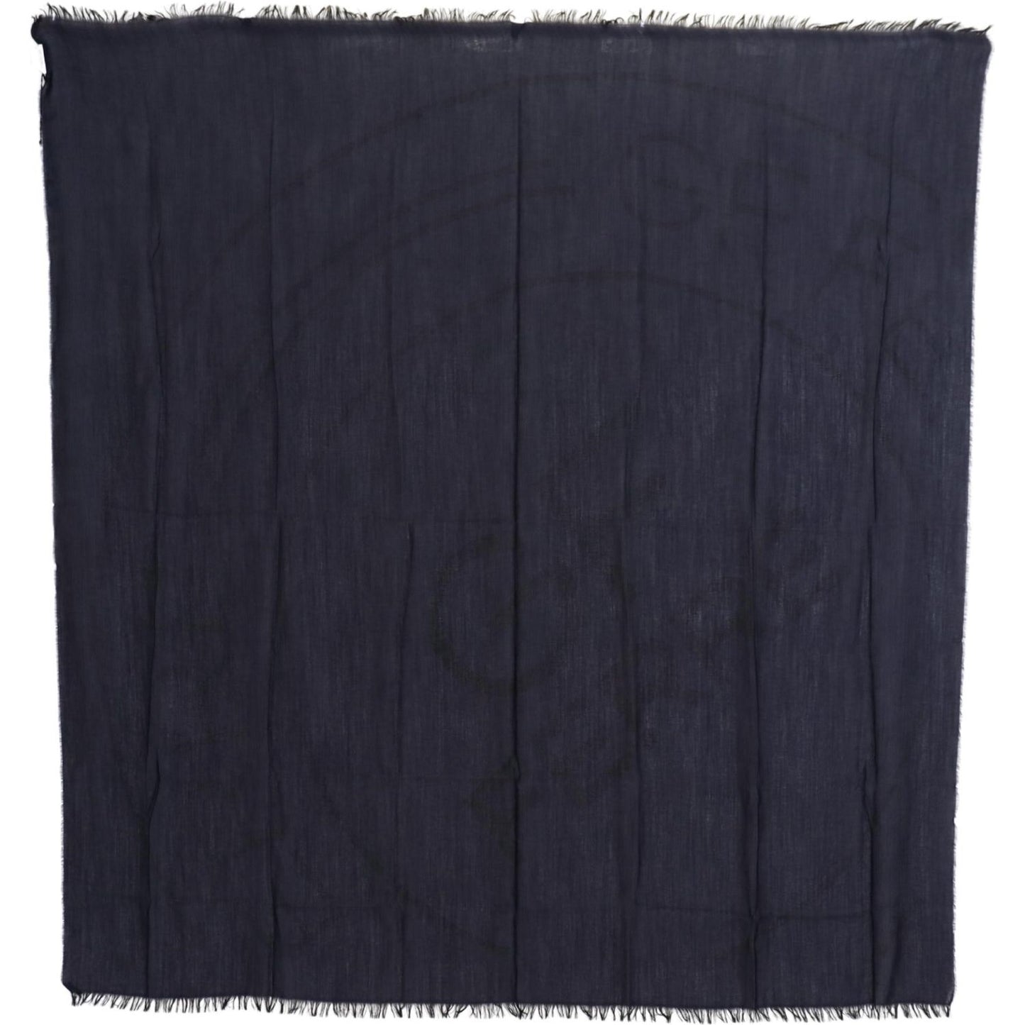 GF Ferre Dark Blue Wool Neck Wrap Shawl Fringes Scarf GF Ferre