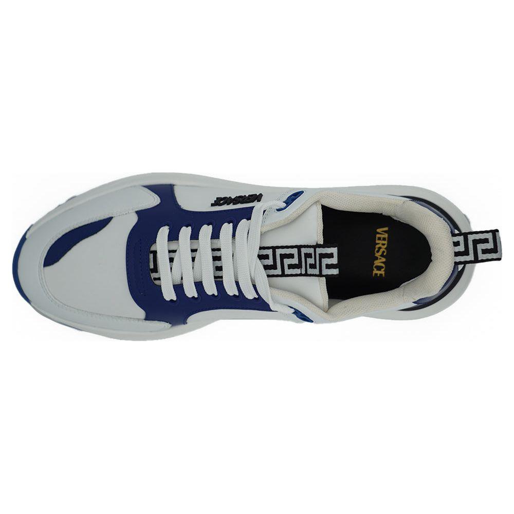 Versace Blue and White Calf Leather Sneakers Versace