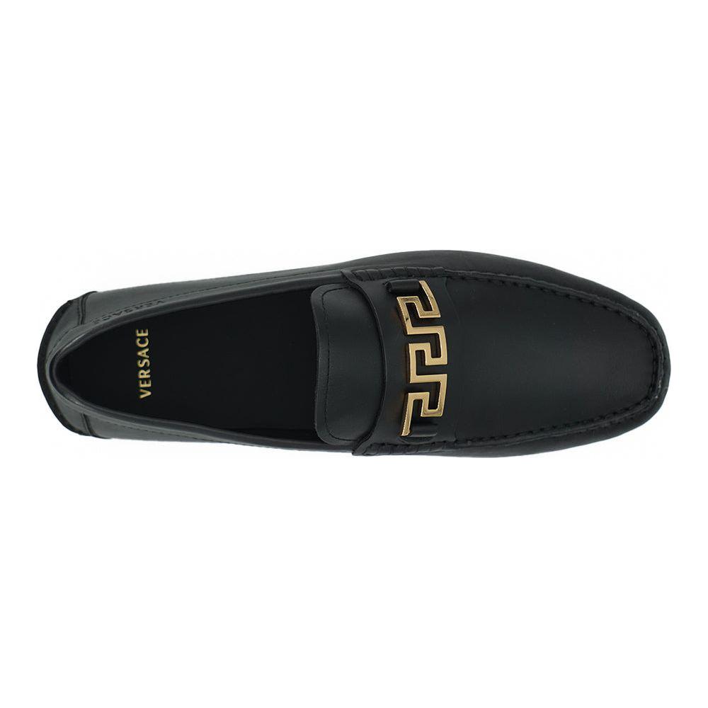 Versace Black Calf Leather Loafers Shoes Versace
