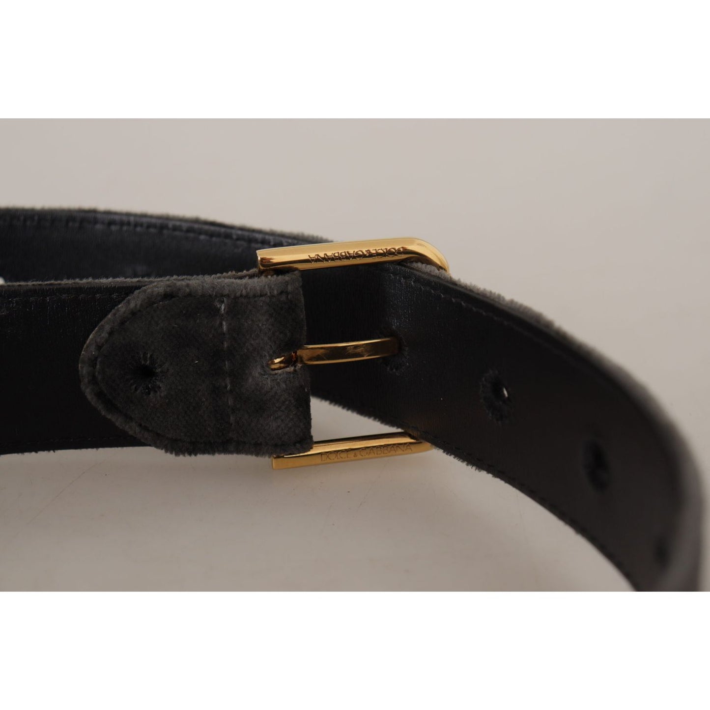 Dolce & Gabbana Brown Velvet Gold Tone Logo Metal Waist Buckle Belt Dolce & Gabbana