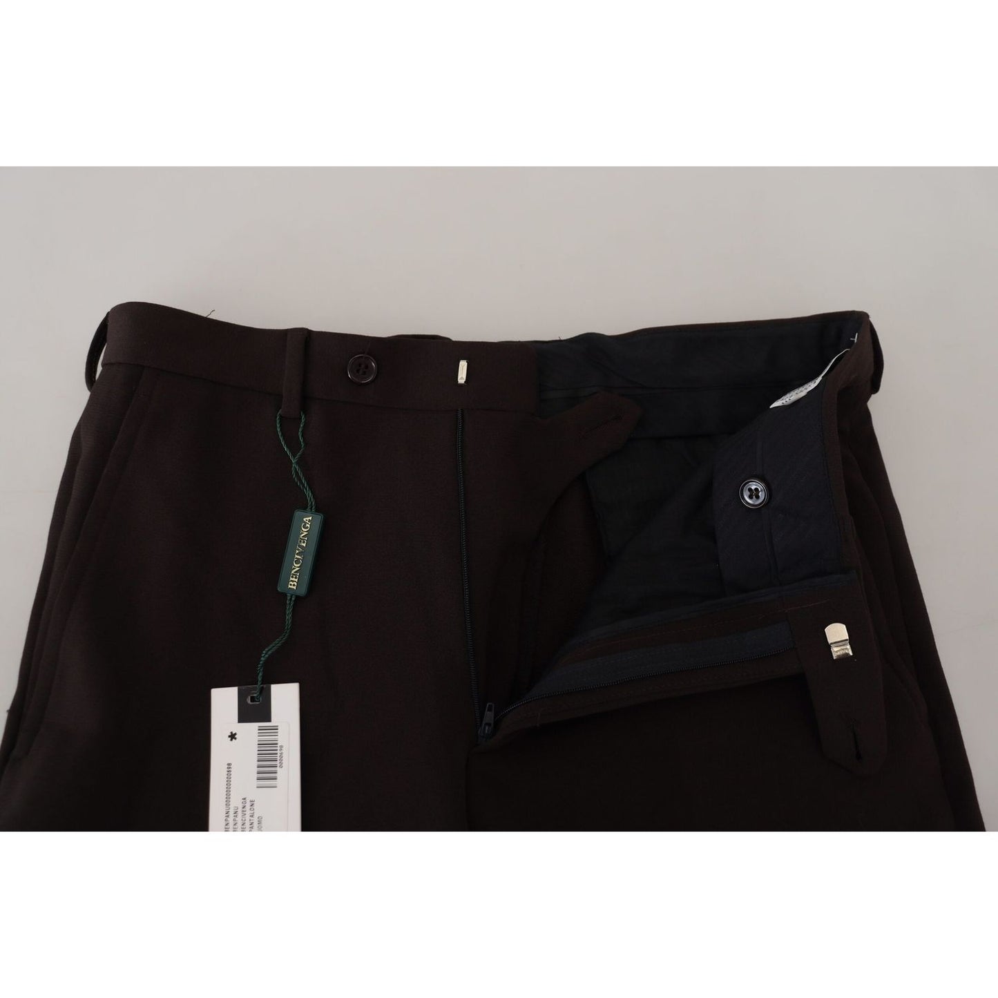 BENCIVENGA Brown Straight Fit Formal Men Pants BENCIVENGA
