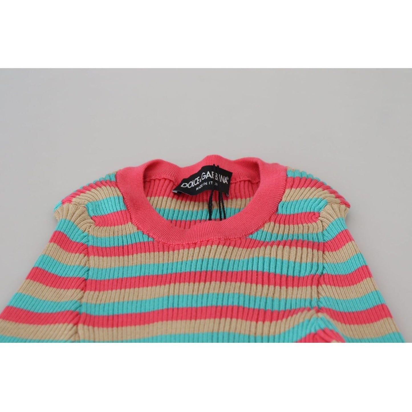 Dolce & Gabbana Multicolor Crewneck Pullover Silk Sweater Dolce & Gabbana