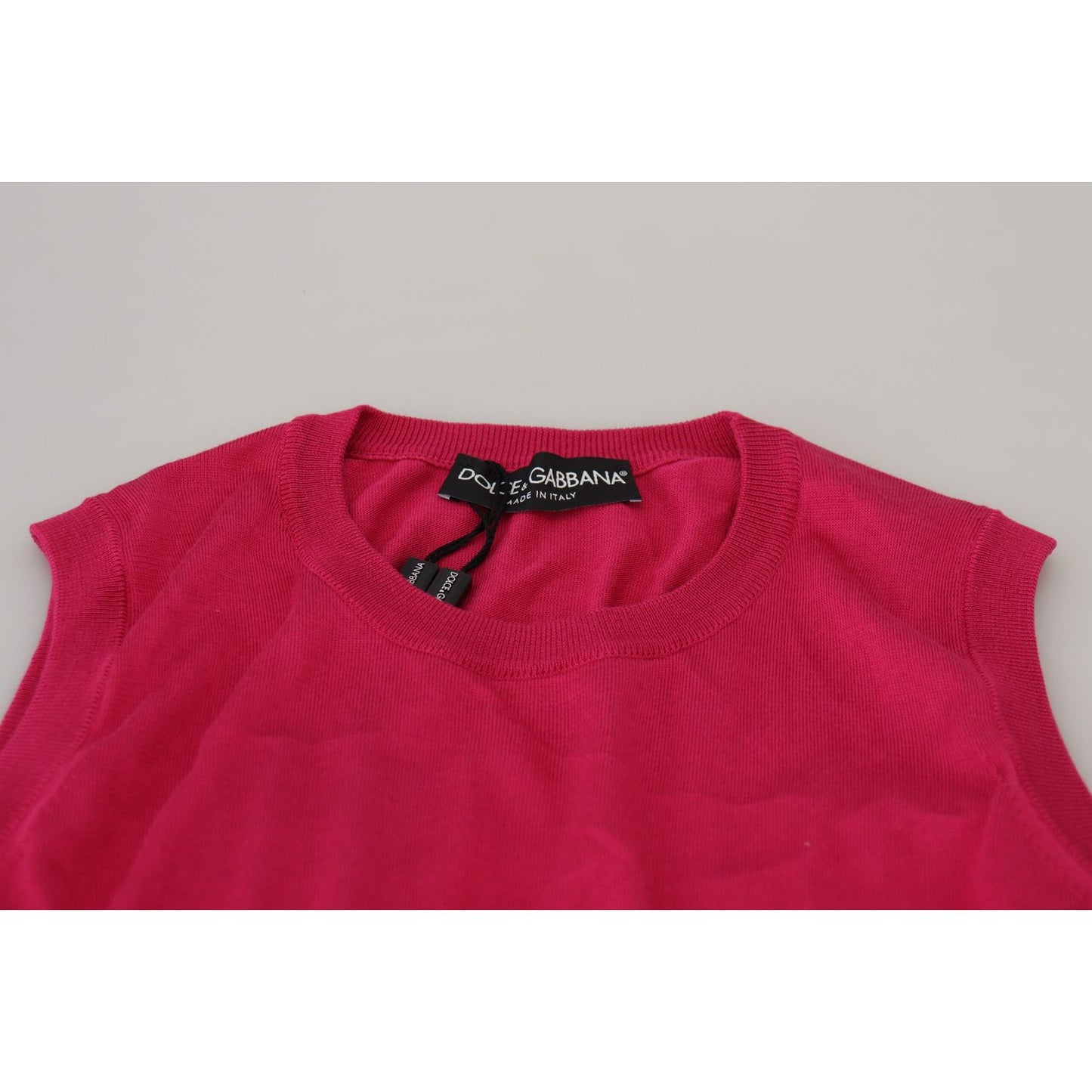 Dolce & Gabbana Pink Silk Vest Pullover Crewneck Tank Top Dolce & Gabbana
