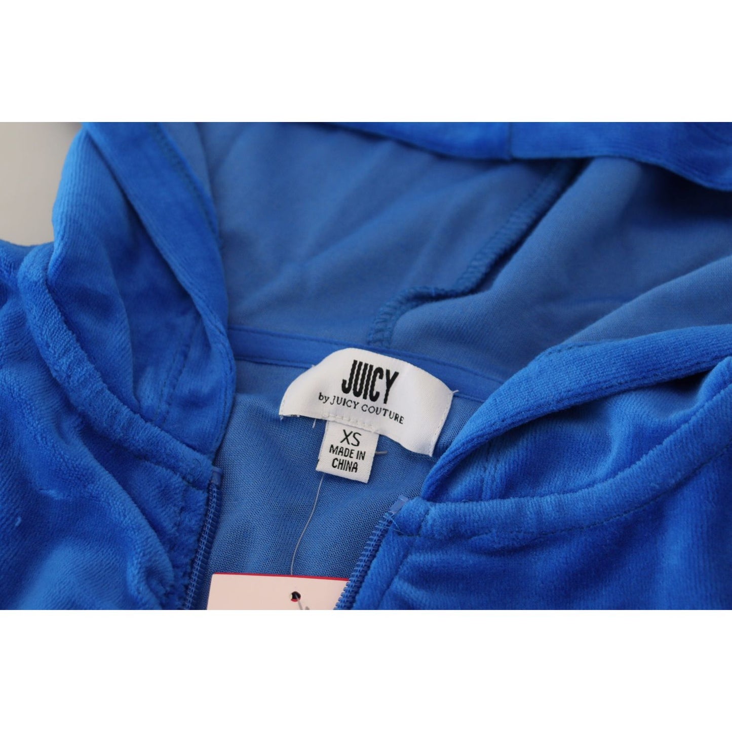 Juicy Couture Blue Cotton Full Zip Cropped Hooded Sweatshirt Sweater Juicy Couture