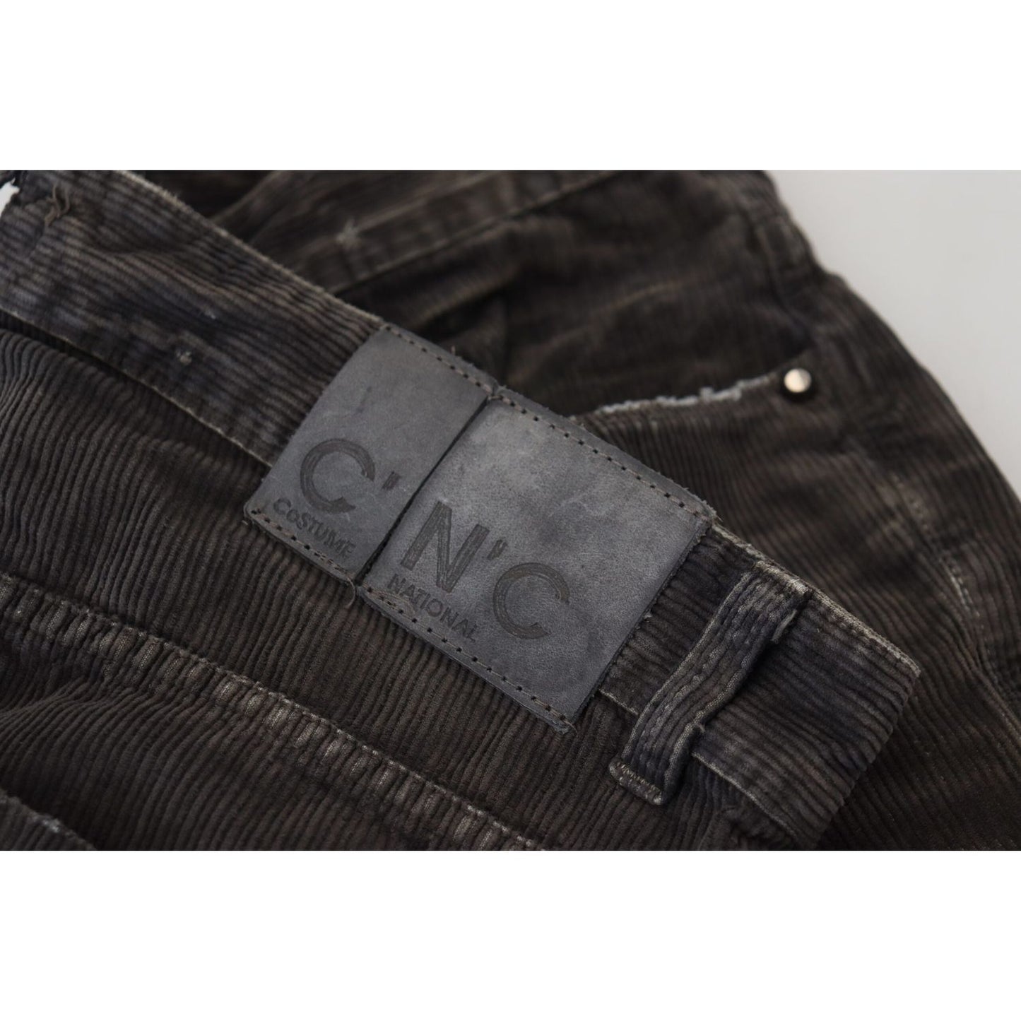 Costume National Gray Cotton Corduroy Men Casual Jeans Costume National