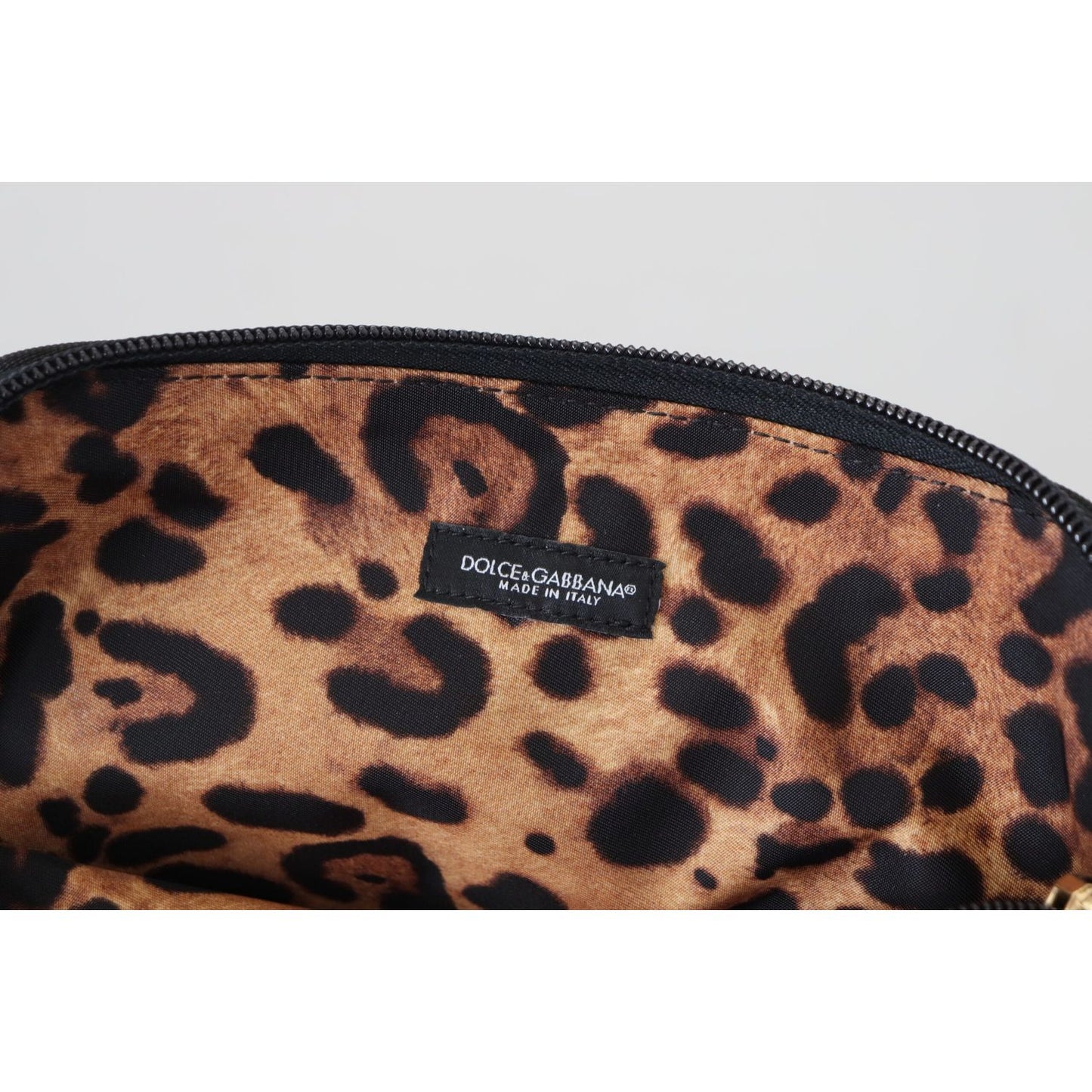Dolce & Gabbana Blue Logo Print Hand Pouch Leopard Print Toiletry Bag Dolce & Gabbana