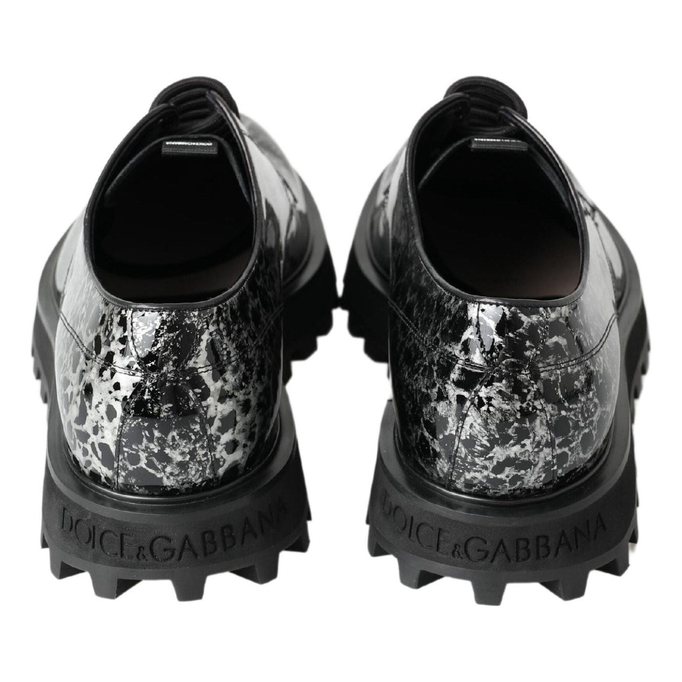 Dolce & Gabbana Black White Derby Patent Leather Shoes Dolce & Gabbana