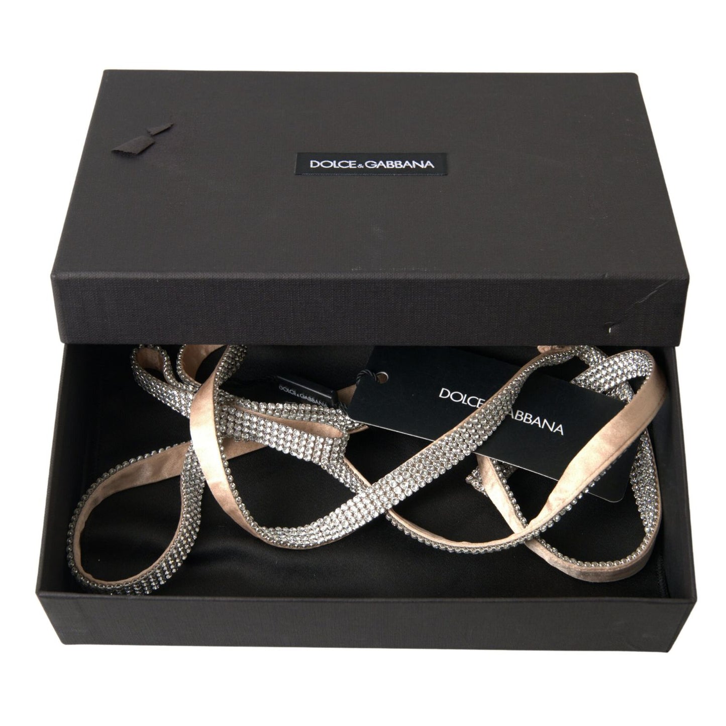 Dolce & Gabbana Beige Silk Clear Crystal Bow Waist Belt Dolce & Gabbana