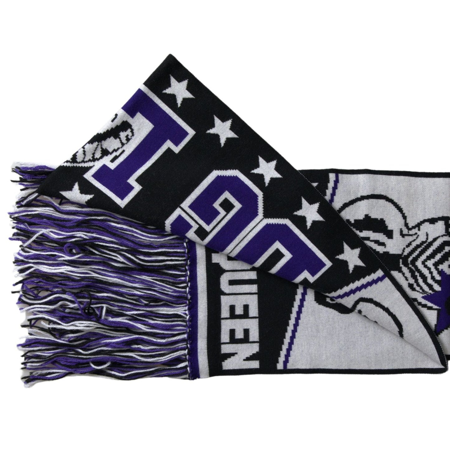 Dolce & Gabbana Multicolor Wool DG Queen Wrap Fringe Scarf Dolce & Gabbana