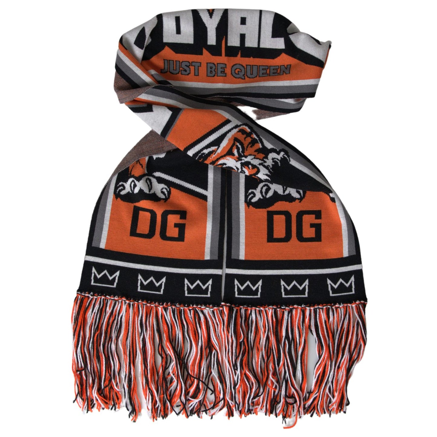Dolce & Gabbana Multicolor Wool DG Royals Wrap Fringe Scarf Dolce & Gabbana