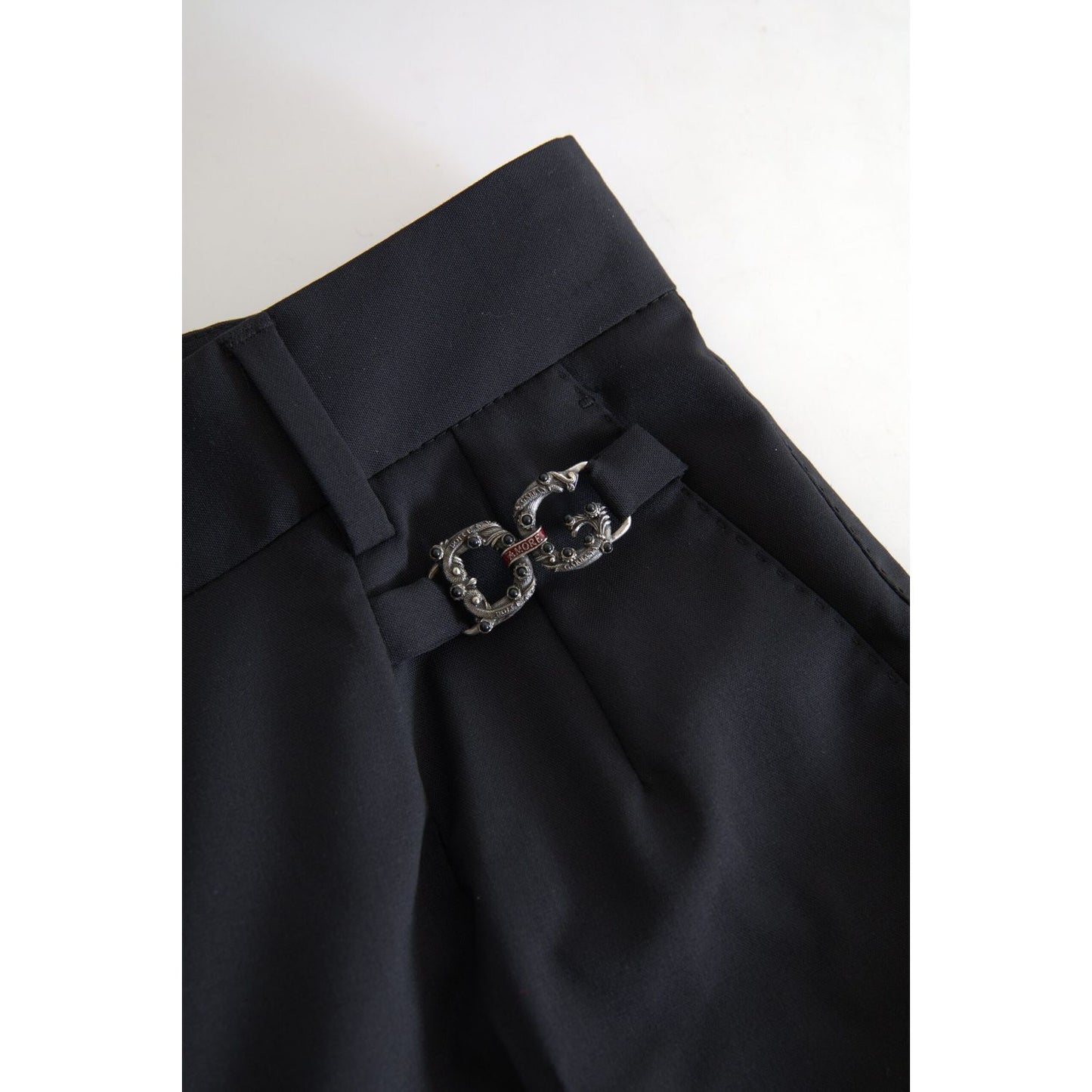 Dolce & Gabbana Black Wool High Waist Tapered Pants Dolce & Gabbana