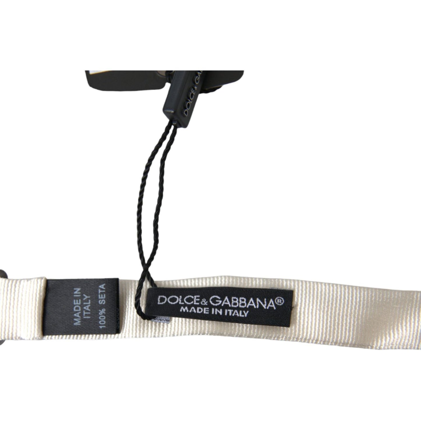 Dolce & Gabbana White Silk Slim Adjustable Neck Papillon Bow Tie Dolce & Gabbana