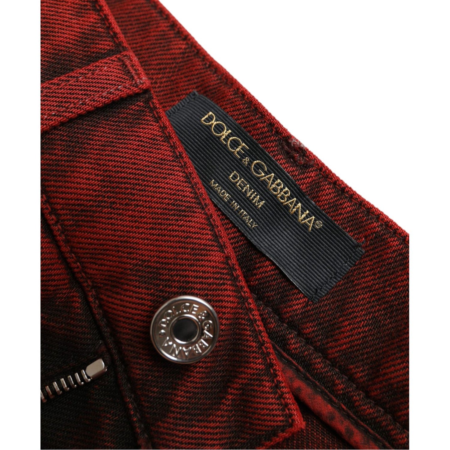 Dolce & Gabbana Red Stretch High Waist Denim Hot Pants Shorts Dolce & Gabbana