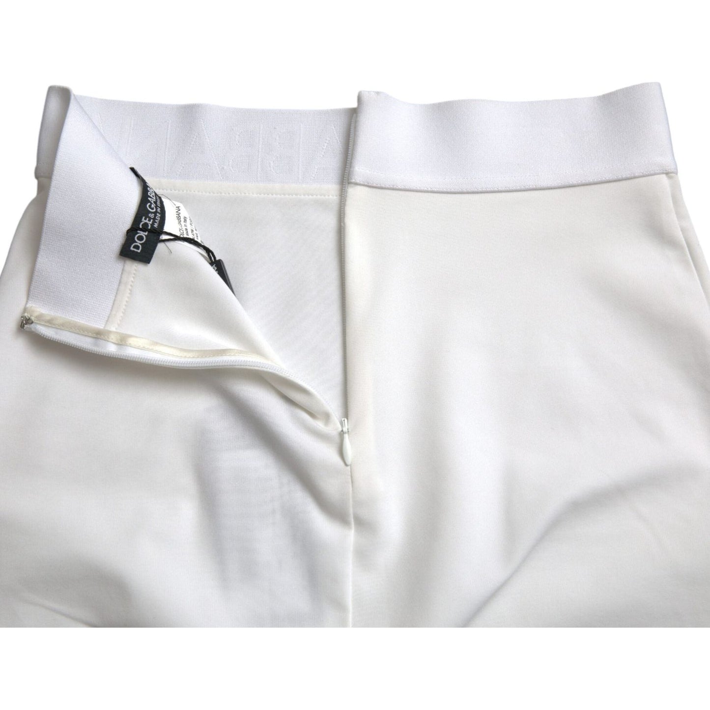 Dolce & Gabbana White Viscose High Waist Pencil Cut Mini Skirt Dolce & Gabbana