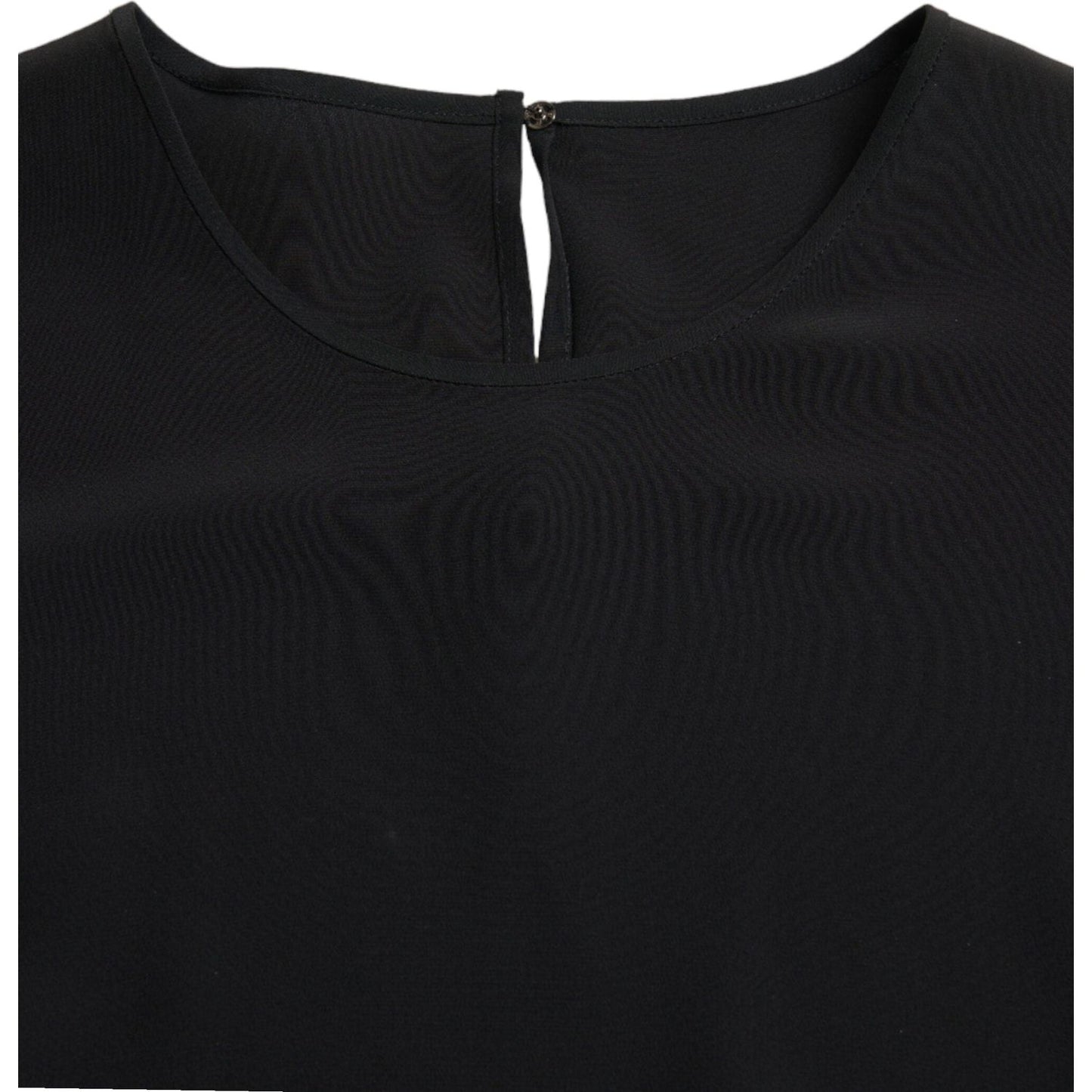 Dolce & Gabbana Black Silk Round Neck Short Sleeve Blouse Top Dolce & Gabbana
