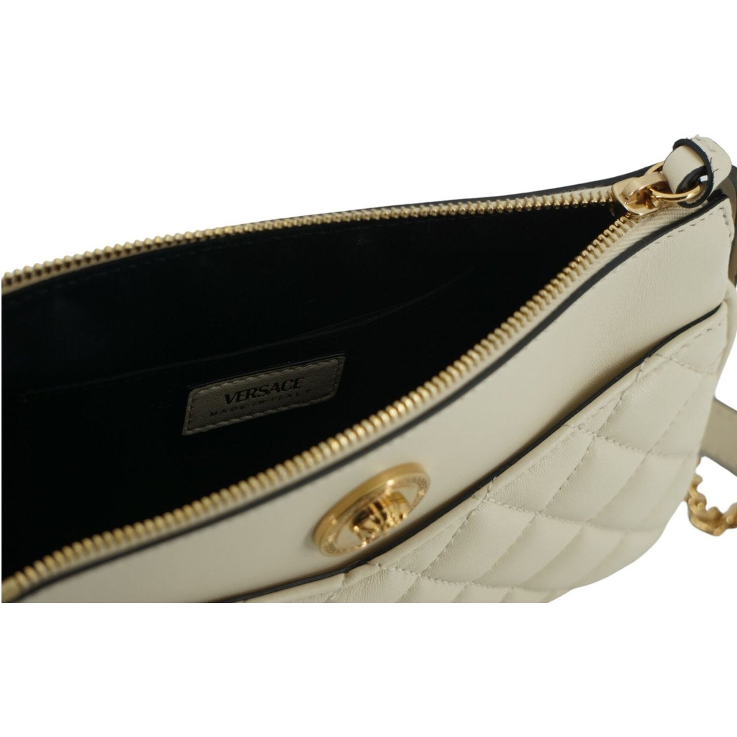 Versace White Lamb Leather Pouch Crossbody Bag Versace